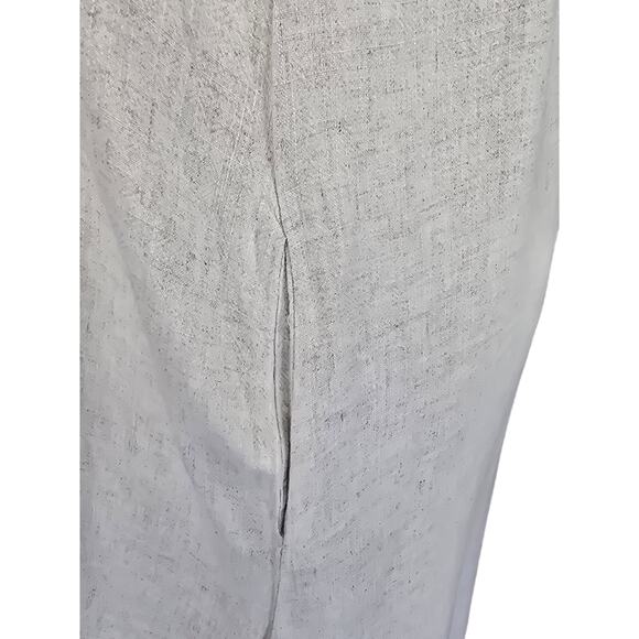 Umgee Beige High Low Fringed Hem Linen Blend Lagenlook Pockets Women's Dress L - Picture 4 of 6